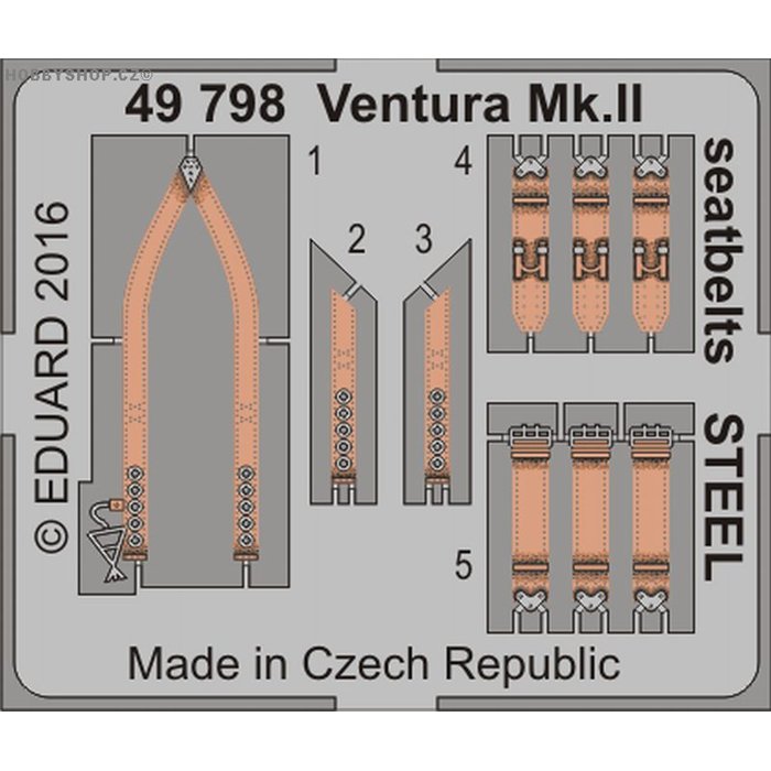 Ventura Mk.II seatbelts STEEL - 1/48 leptaný set