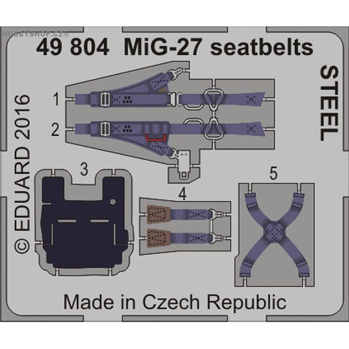 MiG-27 seatbelts STEEL - 1/48 painted PE set
