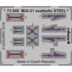 MiG-21 seatbelts STEEL - 1/72 barevný leptaný set