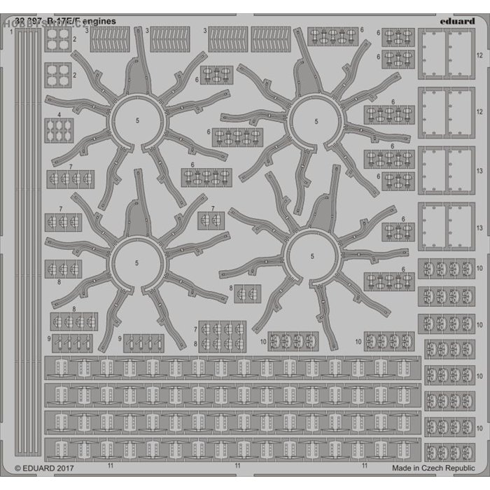 B-17E/F engines - 1/32 Fotoleptaný set