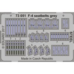 F-4 seatbelts grey STEEL - 1/72 barevný leptaný set