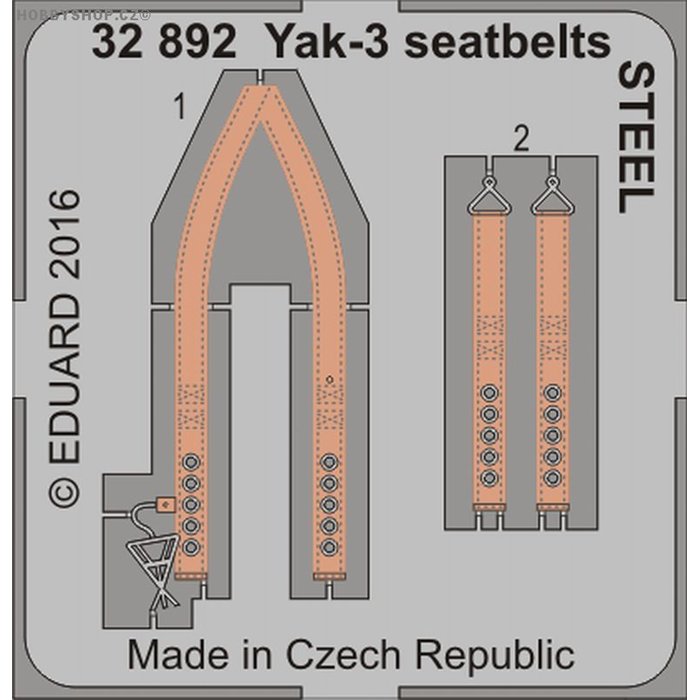 Yak-3 seatbelts STEEL - 1/32 leptaný set
