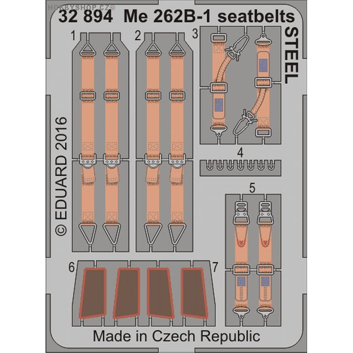Me 262B-1 seatbelts STEEL - 1/32 leptaný set