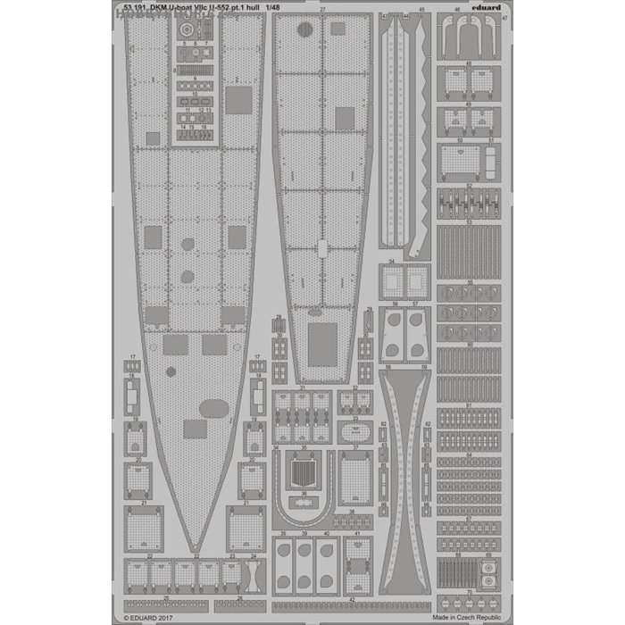 DKM U-boat VIIc U-552 pt.1 hull - 1/48 PE set