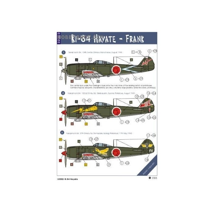 Ki-84 Hayate - Frank - 1/32 decals