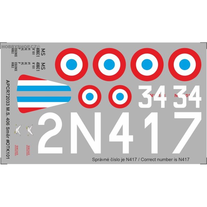 Morane-Saulnier M.S. 406 - 1/72 decal