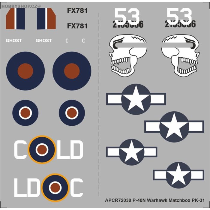 P-40N Warhawk - 1/72 decal