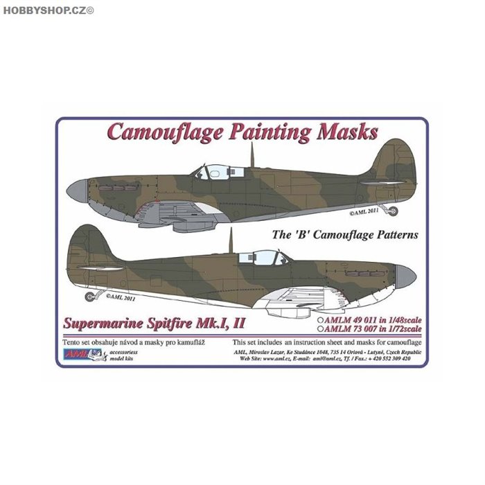 Supermarine Spitfire Mk.I,II The B camouflage pattern - 1/72 mask