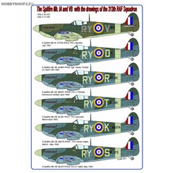 The Spitfire Mk.Ia and Mk.Vb with drawings 313th Sq - 1/72 decals