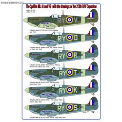 The Spitfire Mk.Ia and Mk.Vb with drawings 313th Sq - 1/72 decals