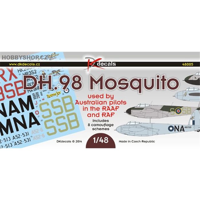 D.H. 98 Mosquito used by austr. pil.  in the RAAF and RAF - 1/48 decals