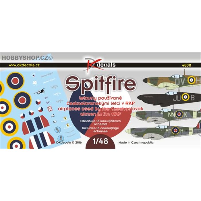Spitfire used by the Czechoslovak pilots in RAF - 1/48 decals