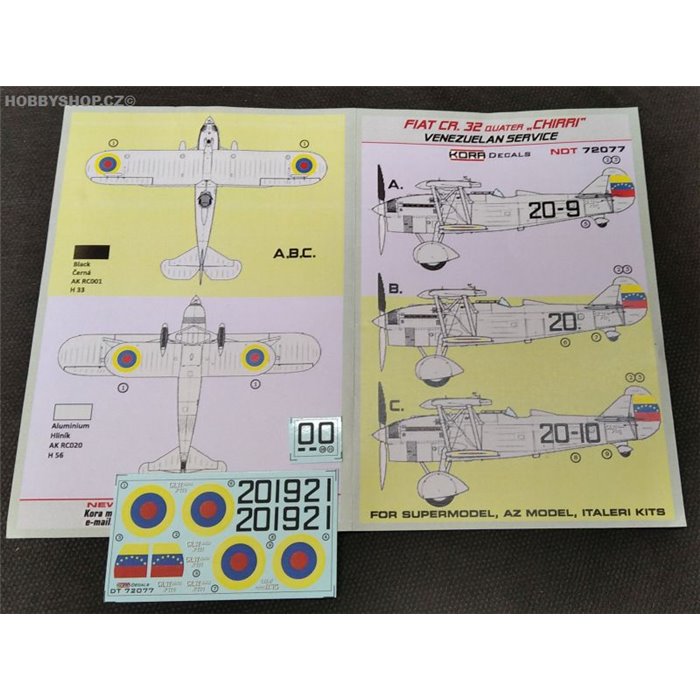 Fiat CR.32 Quater Chirri Venezuelan service  - 1/72 decals