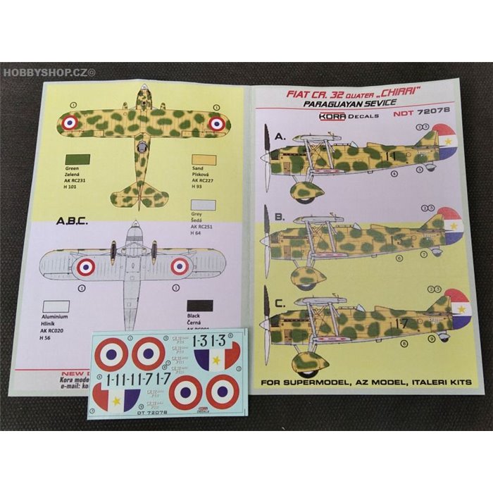 Fiat CR.32 Quater Chirri Paraguayan service - 1/72 decals