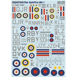 Supermarine Spitfire Mk.I - 1/72 decals