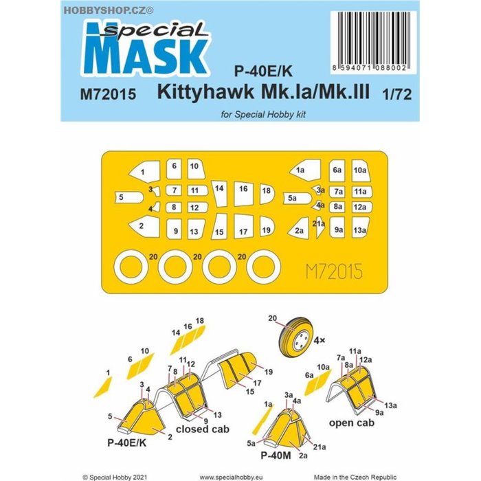 P-40E/K/Kittyhawk Mk.Ia/Mk.III - 1/72 mask