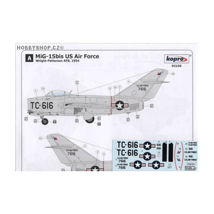 MiG-15 USAF - 1/72 decal