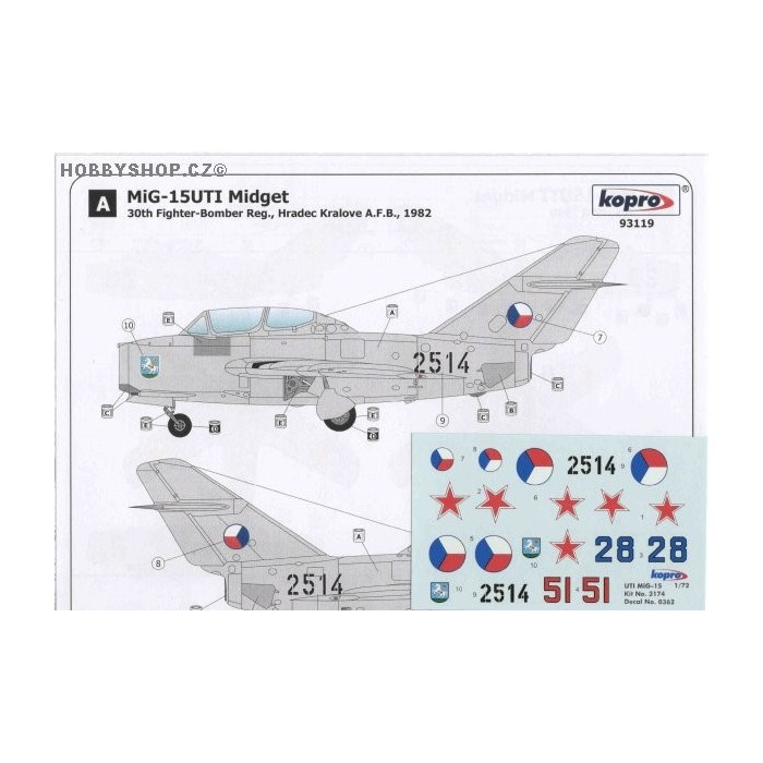 MiG-15UTI Midget - 1/72 decal
