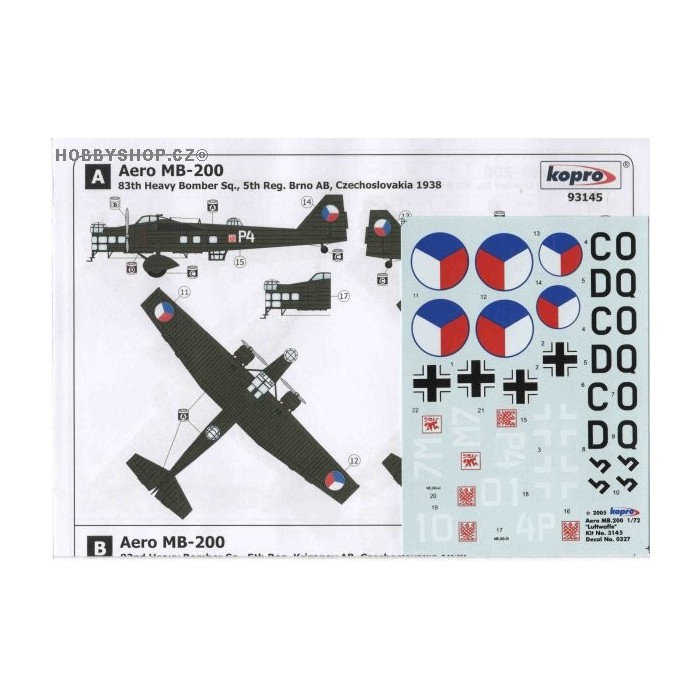 Aero MB-200 - 1/72 decal