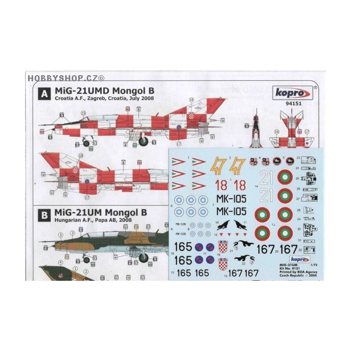 MiG-21UM Balkan & Finland - 1/72 decal