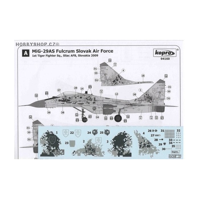 MiG-29AS Slovak Digital 0921 - 1/72 decal