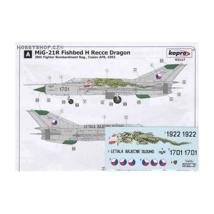 MiG-21R Recce Dragon - 1/72 decal