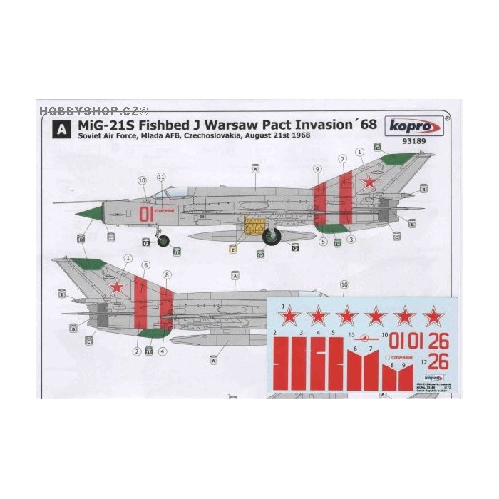 MiG-21 Warsaw Pact Invasion 1968 - 1/72 decal