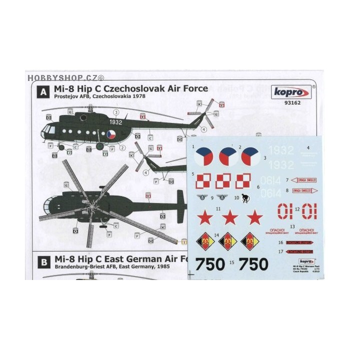 Mi-8 Hip C CZAF, E. Germany, Poland, Russia - 1/72 decal