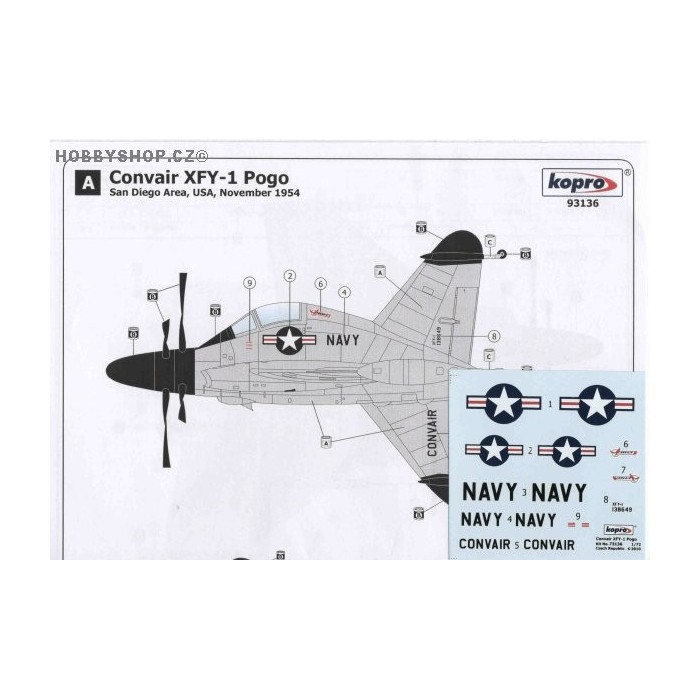 Convair XFY-1 Pogo - 1/72 decal