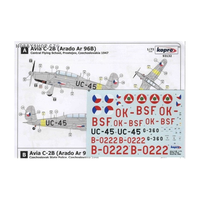 Avia C-2B (Arado Ar 96B) - 1/72 decal