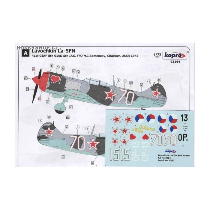 La-5FN Red Hearts - 1/72 decal