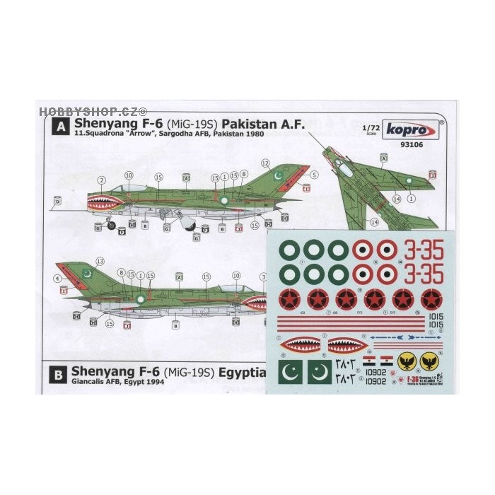 Shenyang F-6 (Chinese MiG-19) - 1/72 decal