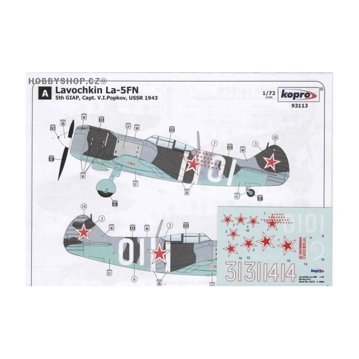 Lavochkin La-5F/FN Hero Popkov - 1/72 decal