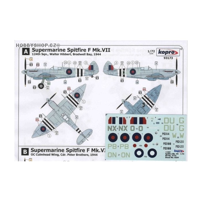 Supermarine Spitfire Mk.VII/F Mk.VII - 1/72 decal