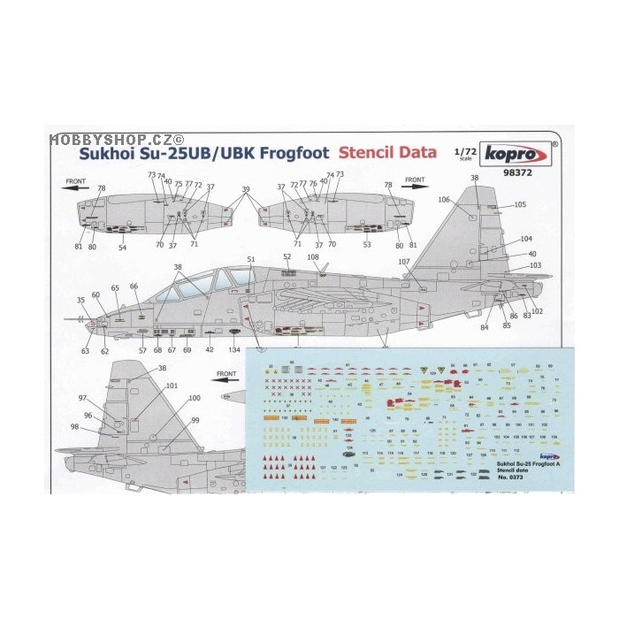 Su-25UB/UBK Frogfoot Stencil Data - 1/72 decal