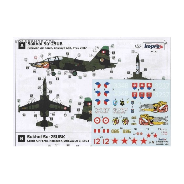 Sukhoi Su-25UB/UBK Frogfoot Two-Seater - 1/72 decal set
