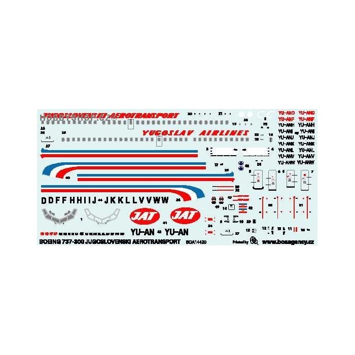 Boeing 737-300 Jugoslovenski Aerotransport - 1/144 decal