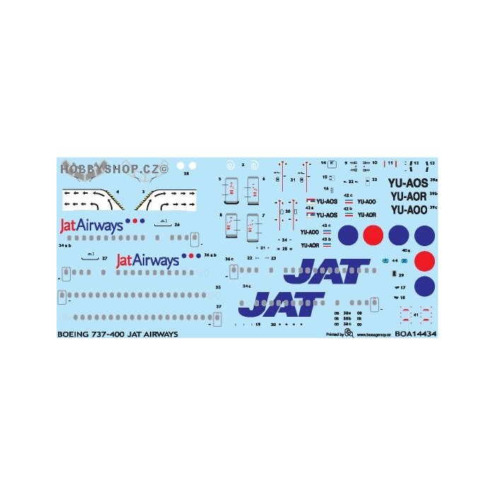 Boeing 737-400 JAT Airways - 1/144 decal