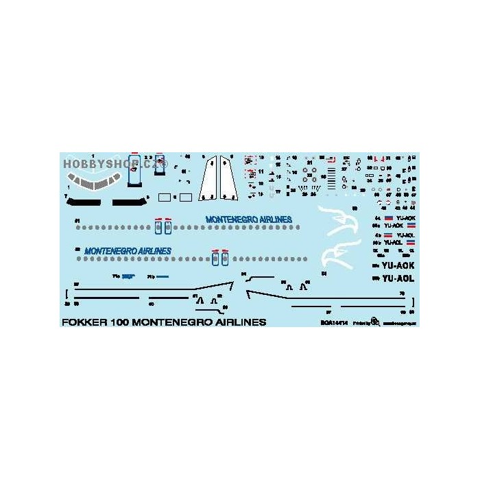 Fokker 100 Montenegro Airlines - 1/144 decal