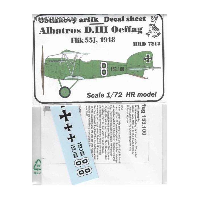 Albatros D.III Oeffag Flik 55J - 1/72 decal