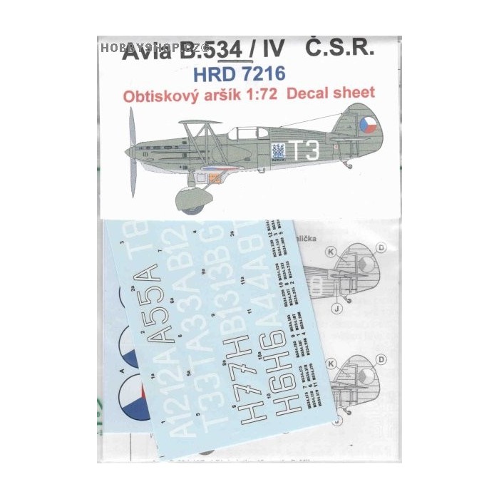 Avia B-534 IV. version CSR- 1/72 decal