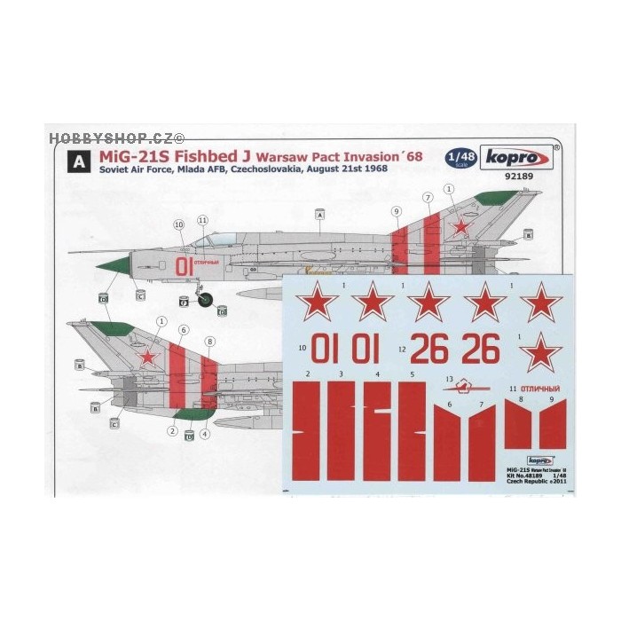 MiG-21S 1968 Invasion - 1/48 decal