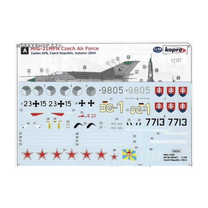 MiG-21MF Fishbed J - 1/48 decal