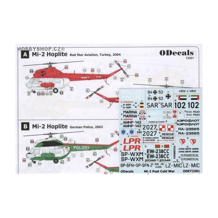 Mil Mi-2 Post Cold War & Exotic Schemes - 1/72 decal
