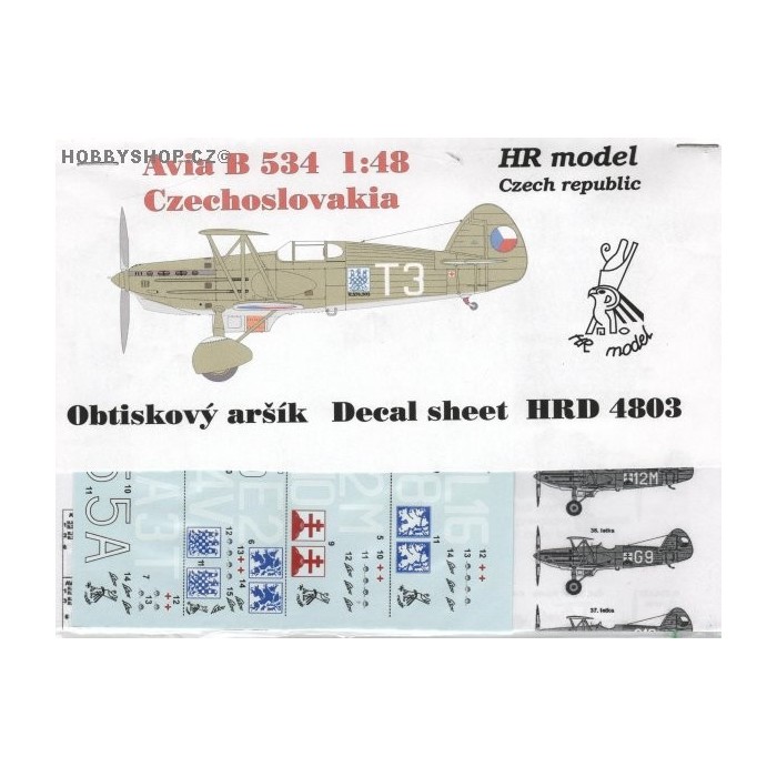 Avia B-534 Czechoslovakia - 1/48 decal