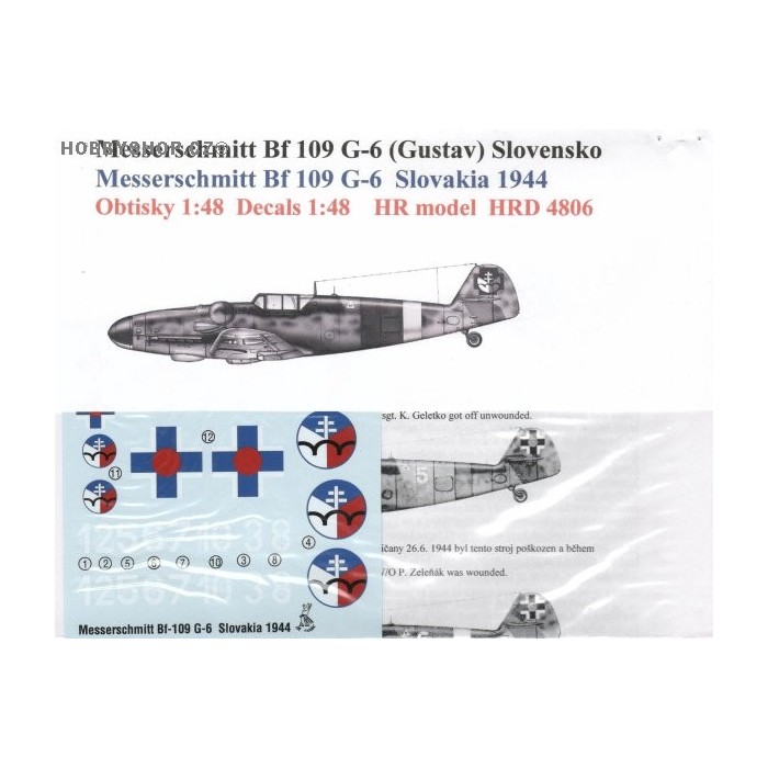 Messerschmitt Bf 109G-6 Slovak A.F. - 1/48 decal