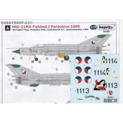 MiG-21MA Pardubice AFB 1989 - 1/48 decal