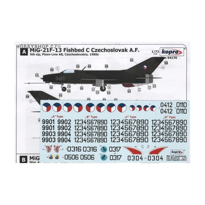 MiG-21F-13 Fishbed C CSAF - 1/72 decal