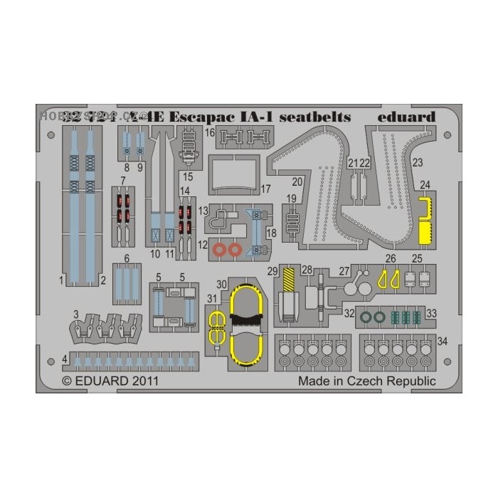 A-4E Escapac IA-1 seatbelts - 1/32 Painted PE set