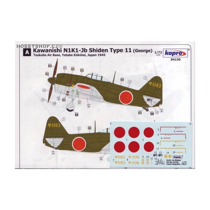 N1K1-Jb Shiden Type 11 - 1/72 decal